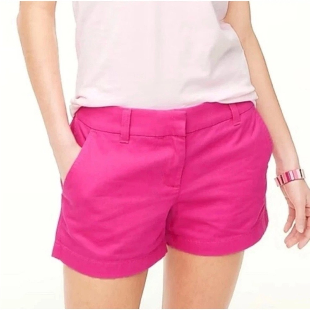 J. Crew Factory 5” Classic Cotton Chino Short Hot Pink Size 2 Preppy Coastal Y2K